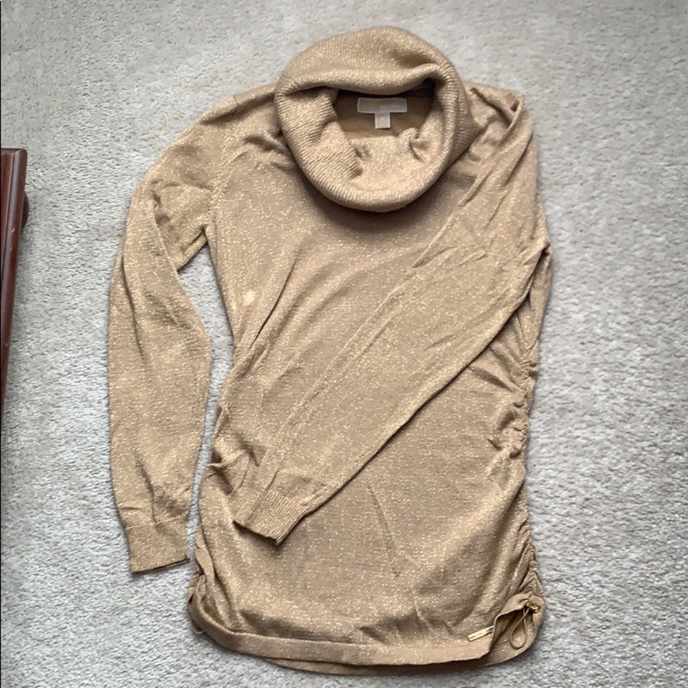 Michael Kors Metallic gold cowl neck